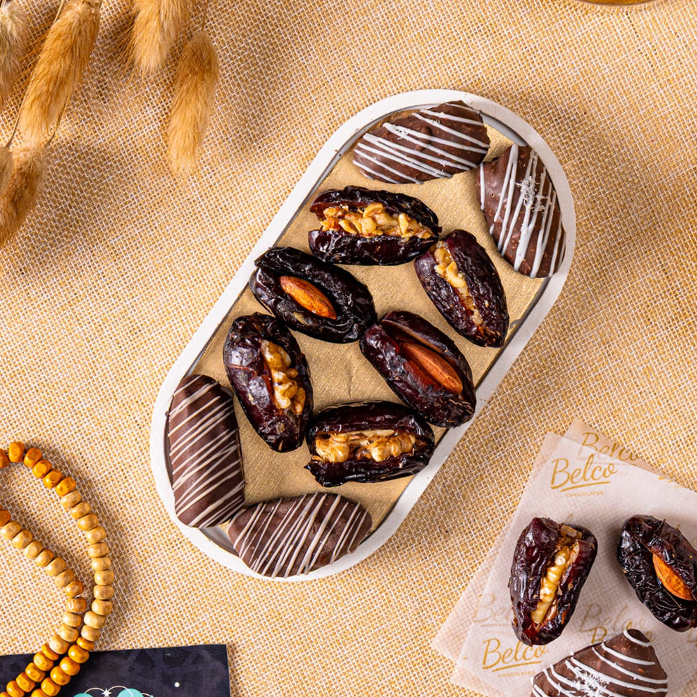 Ramadan White Oval Tray With Dates - TCS SentimentsExpress