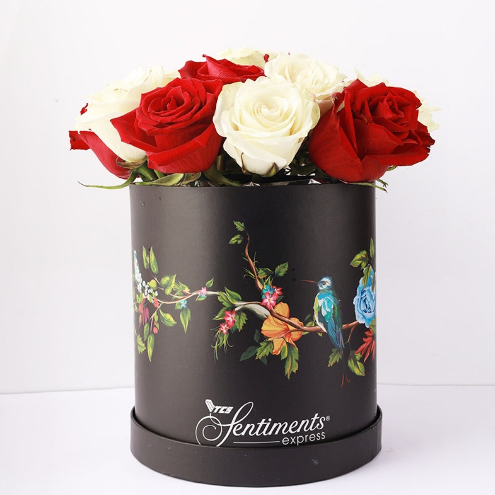 White & Red Roses Box - TCS SentimentsExpress