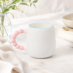 Pink Beaded Handle Mug