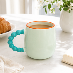 Blue Beaded Handle Mug