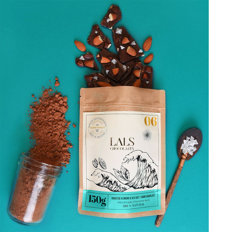 Roasted Almonds & Sea Salt in Dark Chocolate Bark Pouch - TCS SentimentsExpress