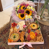 Bouquet of Flowers & Large Hummus Platter