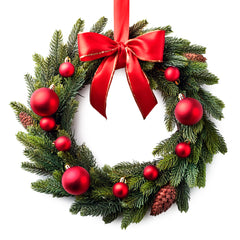 Crimson Evergreen Wreath - UK