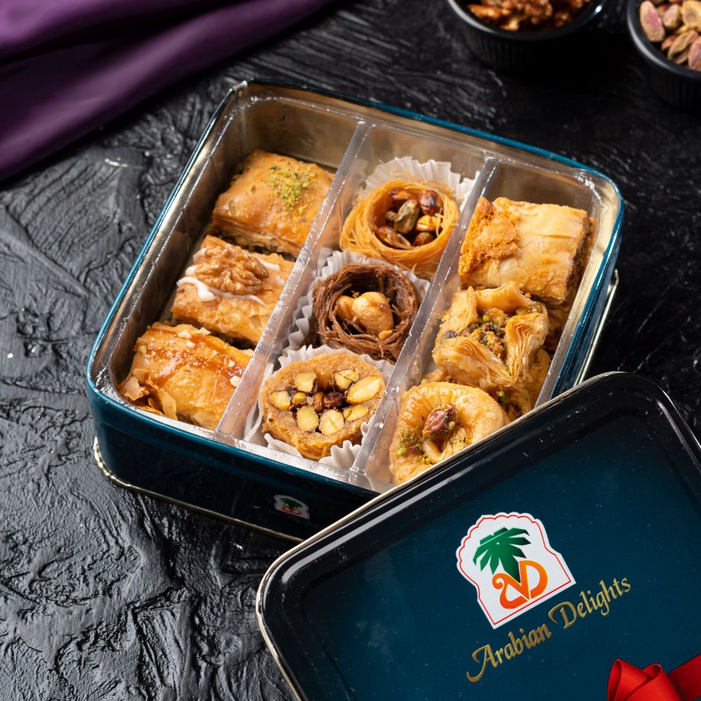 Arabian Sweets in Elegant Tin Box 550 gm by Arabian Delight - TCS SentimentsExpress