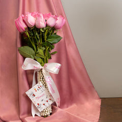 Blushing Beauty: A Bouquet of Imported Pink Roses - TCS SentimentsExpress