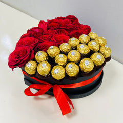 Heartfelt Ferrero and Roses Box - TCS SentimentsExpress