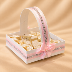 Kaju Barfi (1 kg) in Elegant Basket