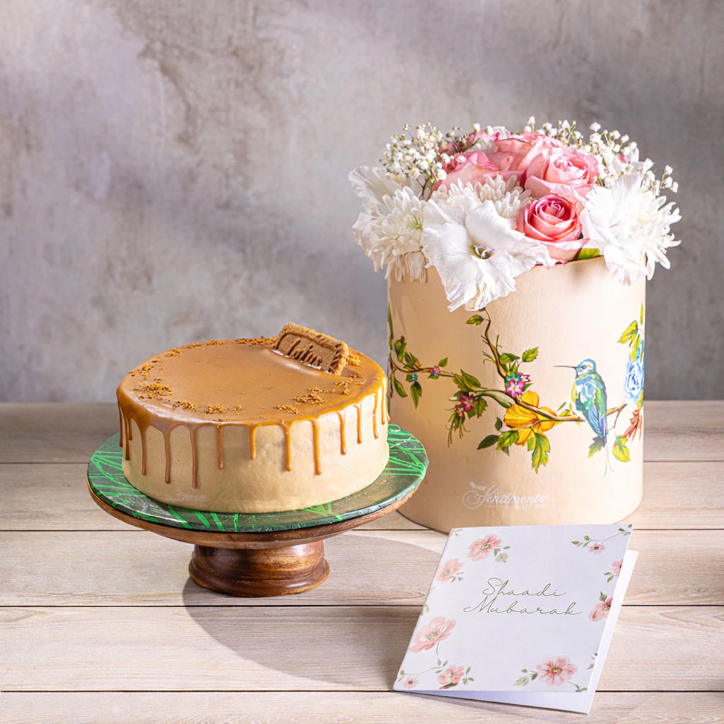 Lotus Cake with Pink Roses - TCS Sentiments Express