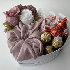 Luxe Hijab with Chocolate Hamper Heart Box