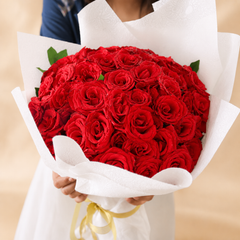 Red Rose Petal Party Bouquet (50 Roses)
