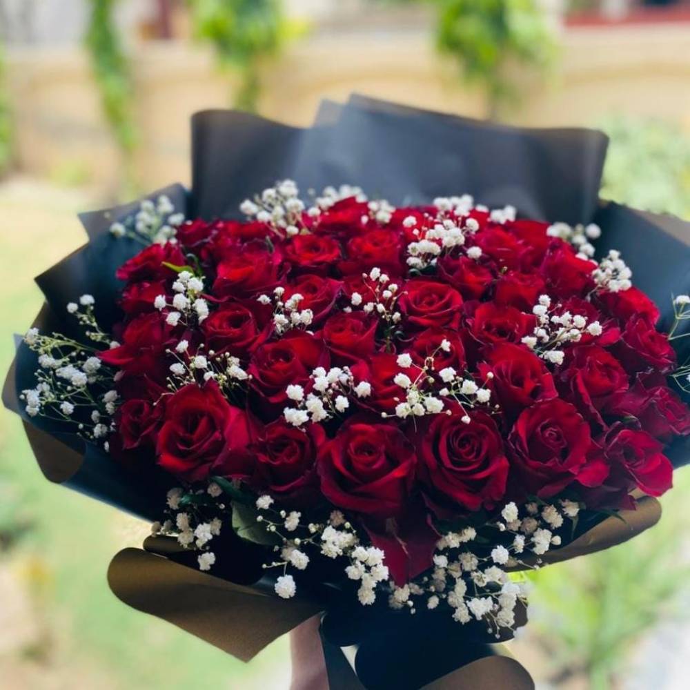 Whispers of Love Red Bouquet - Imported Roses - TCS SentimentsExpress
