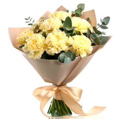 Yellow Carnation and Eucalyptus Bouquet