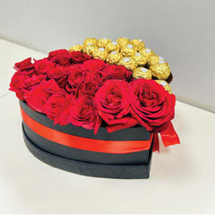 Heartfelt Ferrero and Roses Box - TCS SentimentsExpress