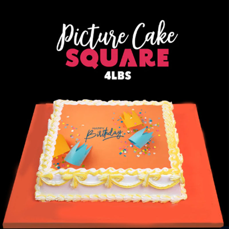 Personalized Edible Photo Cake - Square Shape 3lbs by Sacha&