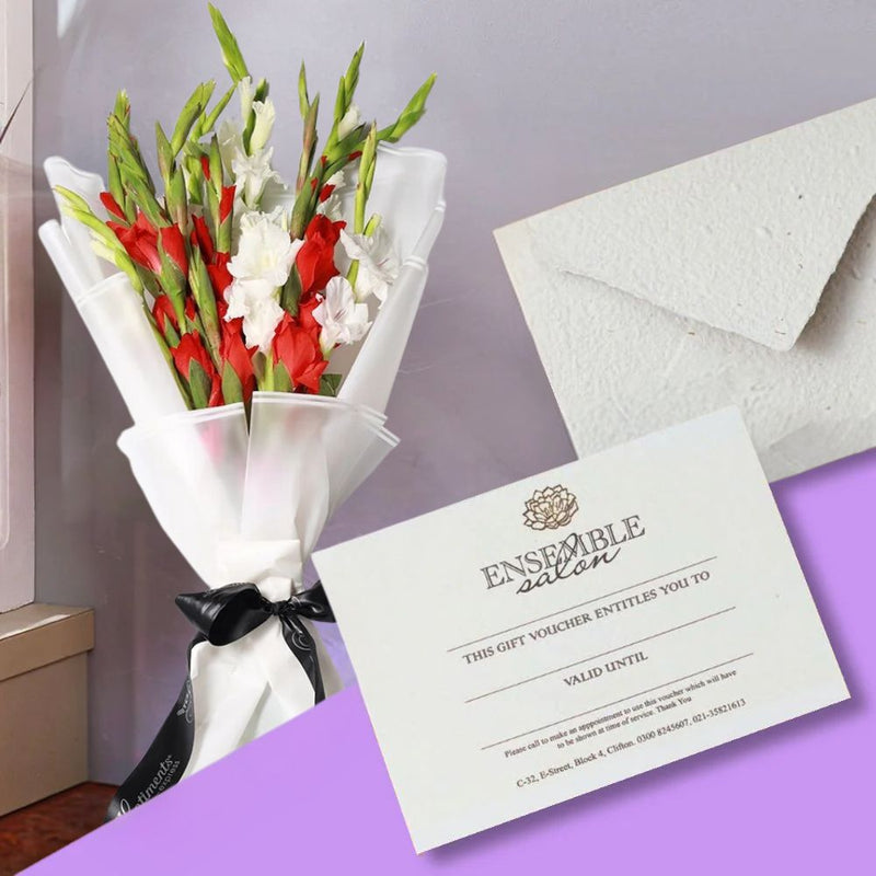 Blowdry & Massage  eGift Voucher + Simply Bright Bouquet - Ensemble Salon