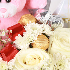 Sweet Sentiments Teddy & Floral Gift Box