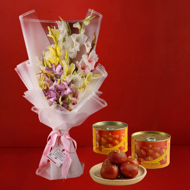 Floral Treats: Gulab Jamun with Gladiolus Charm