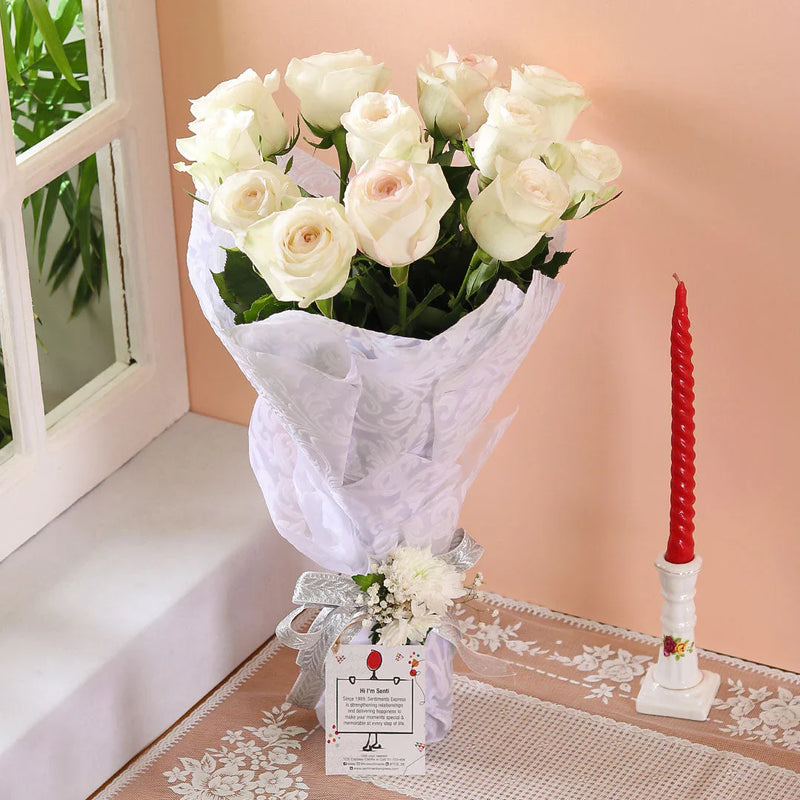 Cookie Jar Box of 2 with WHITE ROSE BOUQUET - WHITE ROSES