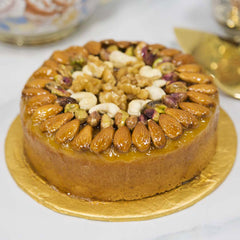 Bloom Indulgence - Dry fruit cake and Pink roses