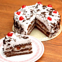 For Tenderness - Black forest cake and Chrysanthemums - Same Day Delivery - TCS SentimentsExpress