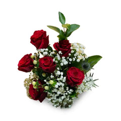 6 red roses arrangement