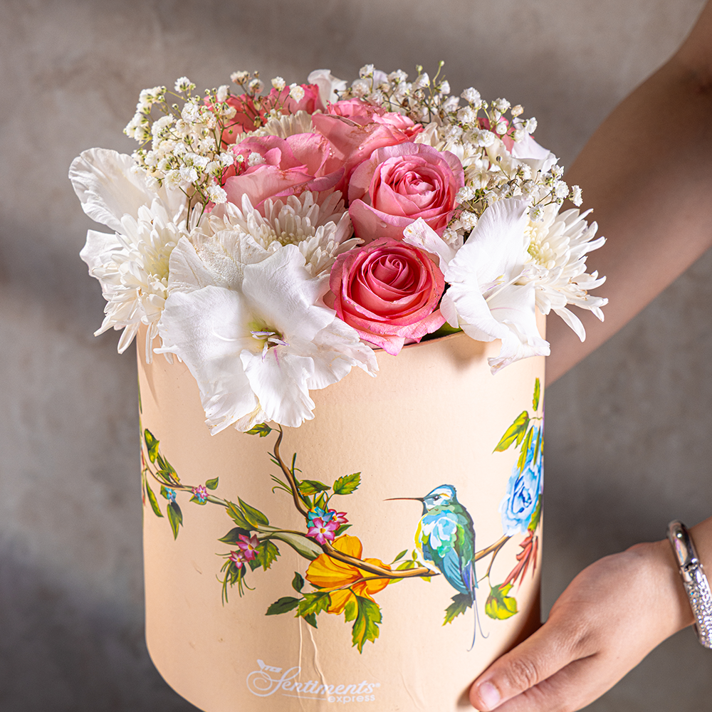 Touch of Class - Pink Roses and White Chrysanthemums - TCS SentimentsExpress