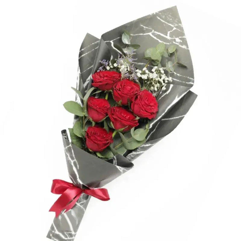 Beautiful 6 red roses bouquet