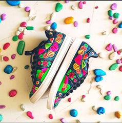 Black Hand Painted Sneakers by Urban Truck Art