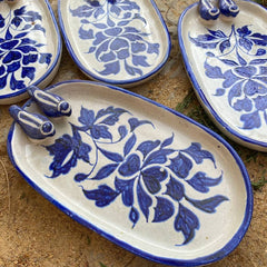 Blue White Floral Tray