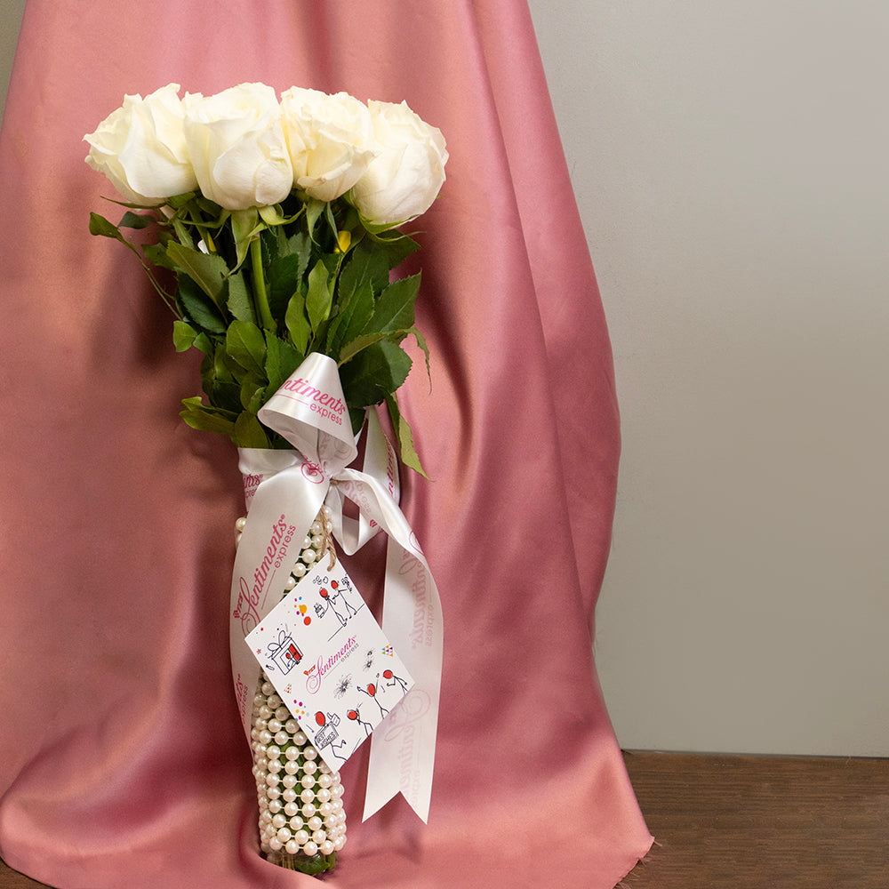 Elegant Tokens: A Dozen Imported White Roses - TCS SentimentsExpress