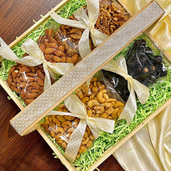 For Healthy Munching - Dry Fruit Basket & Simply Bright Bouquet