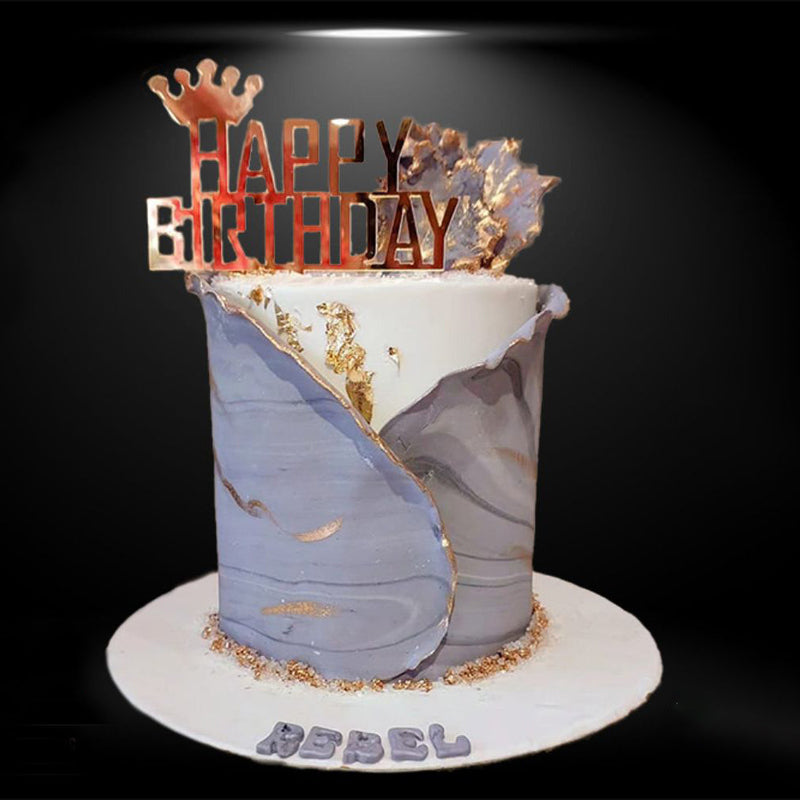 Happy Birthday Luxury Geode Cake 3 Lbs