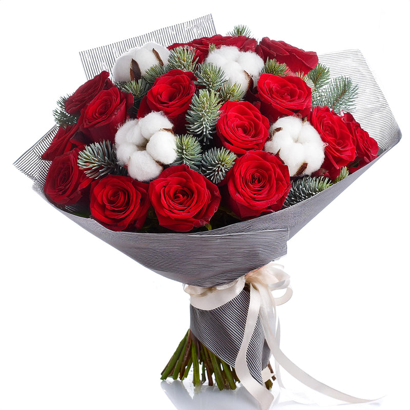 Holiday Splendor Red Rose Bouquet