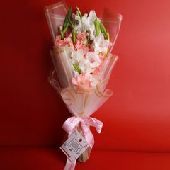 Blush Harmony with Pastel Gladiolus Bouquet