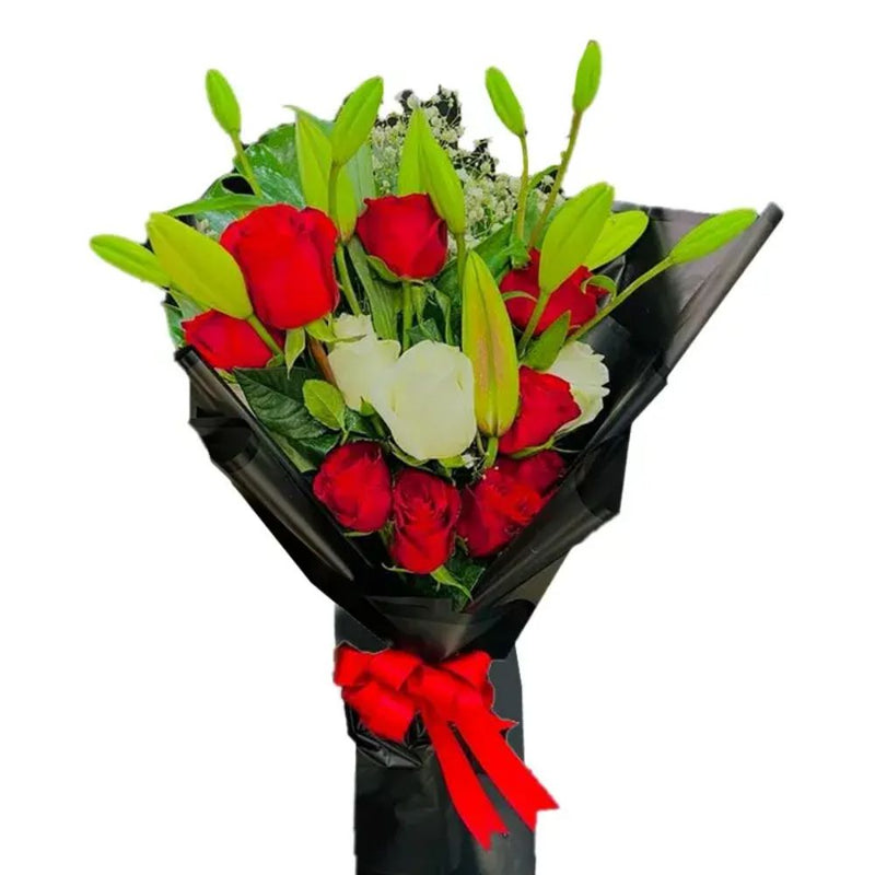 Red Roses and Lilies Bouquet