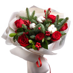 Ruby and Cotton Winter Bouquet