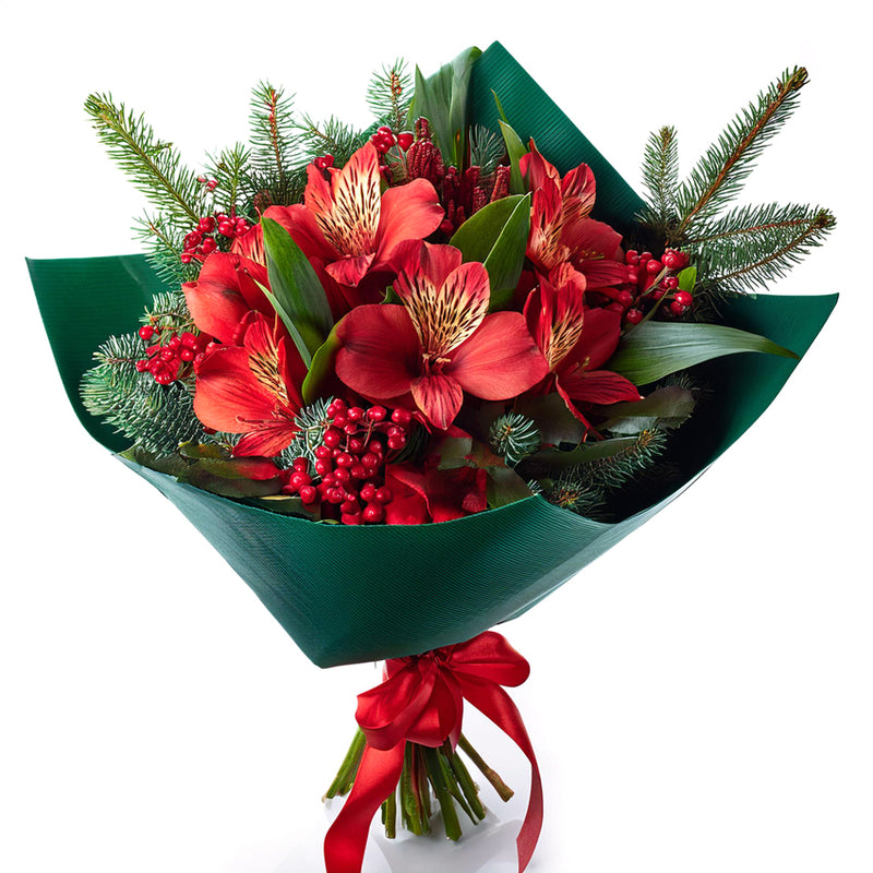 Scarlet and Fern Holiday Bouquet