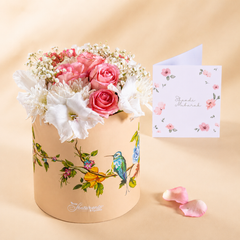 Touch of Class - Pink Roses and White Chrysanthemums