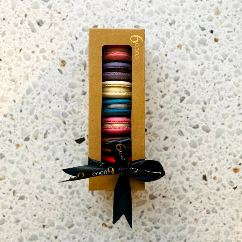 Assorted Macaron box of 6 - Kraft with Dream Bouquet - Imported Red Roses