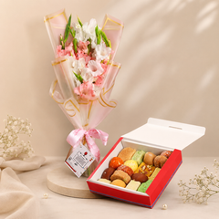 Mixed Mithai and Pink Pastel Bouquet 