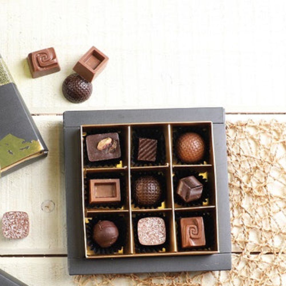 Assorted Classic Chocolates or Chocolate Bon in Charcoal Grey box by Lals - TCS SentimentsExpress