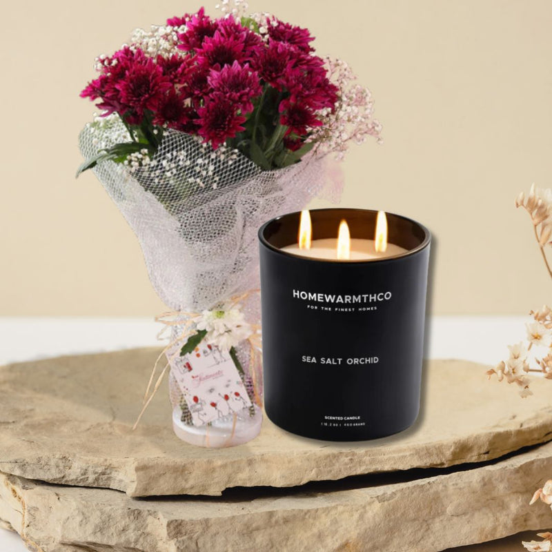 Sea Salt Orchid Candle With PASSIONATE PURPLE BOUQUET