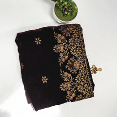 Majestic Charm Velvet Shawl - Maroon