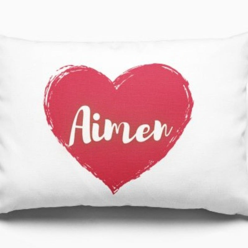 Personalized Heart Name Rectangular Pillow Cushion Cover by PTH Homes