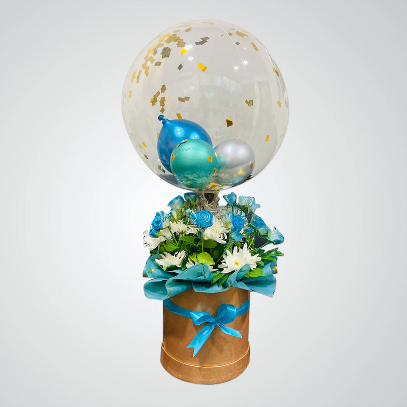Deluxe balloon flower arrangement – blue