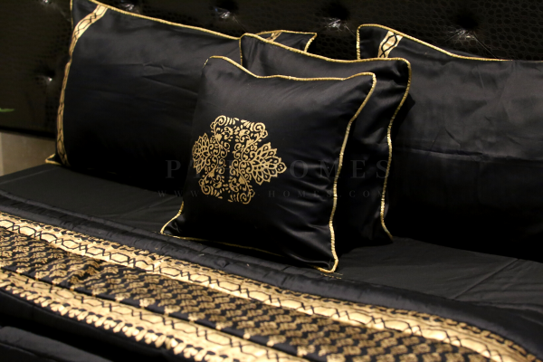 Black Glamour Block Printed Bed Sheet by PTH Homes