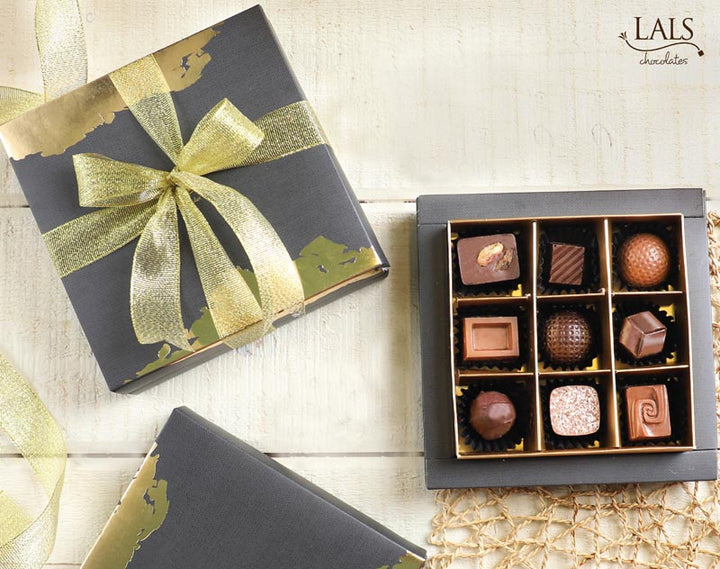 Assorted Classic Chocolates or Chocolate Bon bons in Charcoal Grey box by Lals