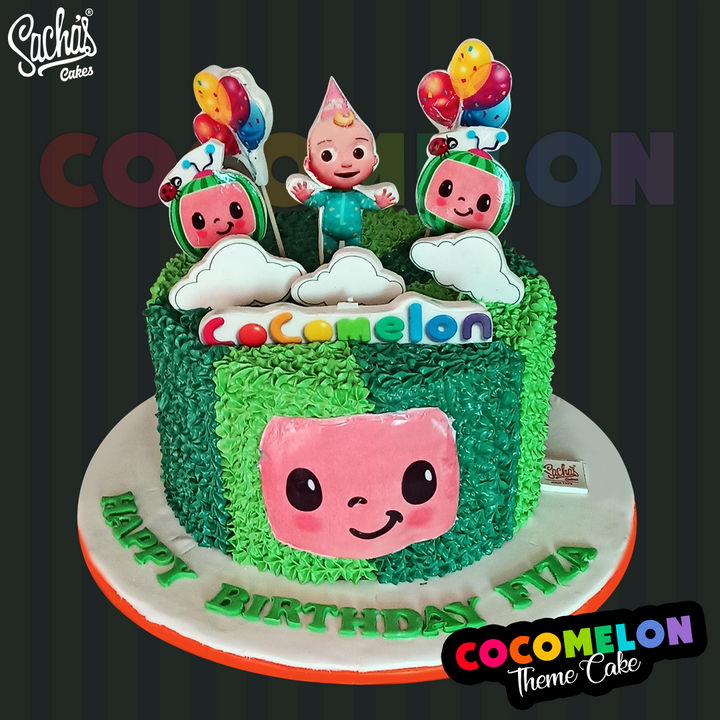Personalized Cocomelon Theme Cream And Fondant Cake Toppers by Sacha&