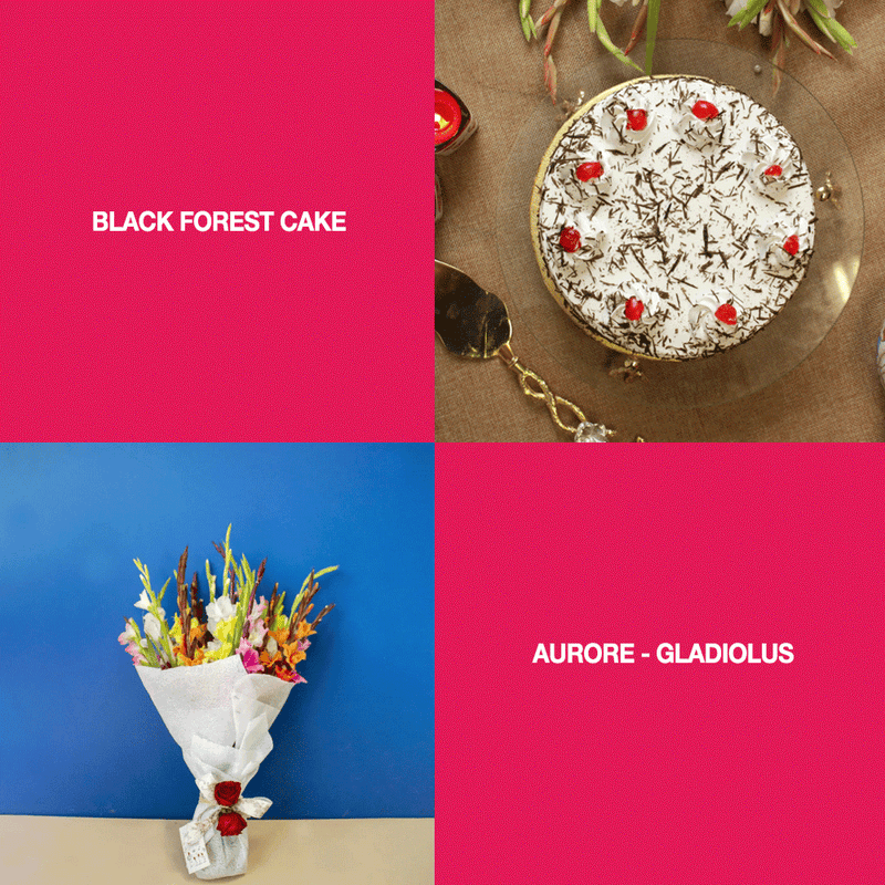 Aurore Combo - Glads of Assorted colors and Black Forest Cake