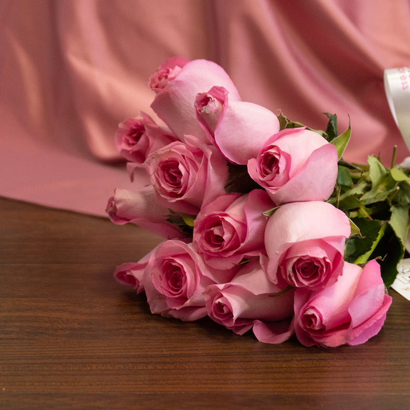 Blushing Beauty: A Bouquet of Imported Pink Roses